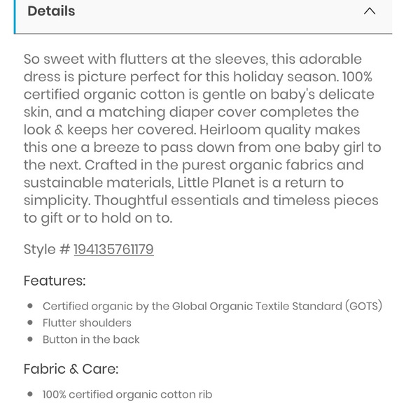 LIKE NEW Little Planet by Carters baby girl 100% organic cotton sweater dress 9M - Picture 9 of 9